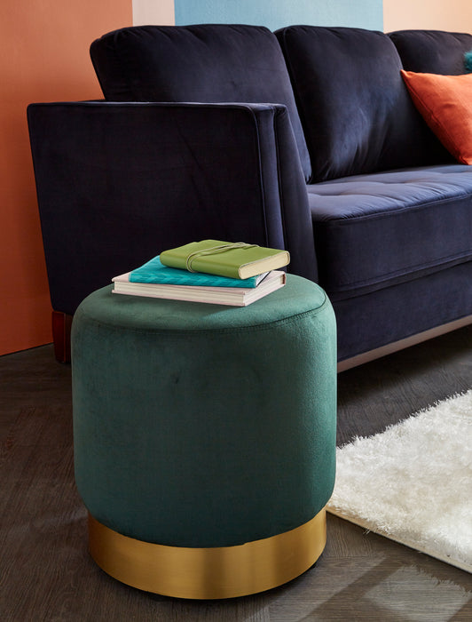 Pouf de rangement Phebe de 16,5 po avec base à bordures dorées - vert