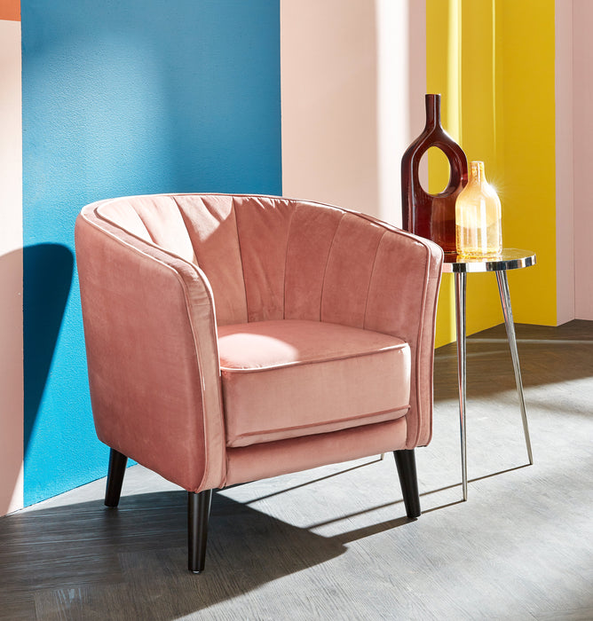 Fauteuil d’appoint Brinley de 29 po en tissu de velours avec pattes en bois - rose