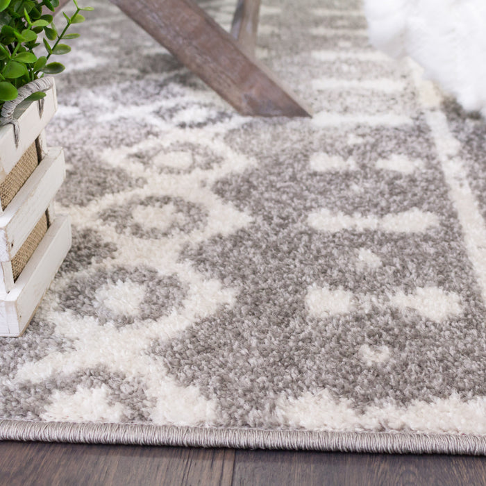 Carpette Lavan grise à motifs marocains 3 x 5