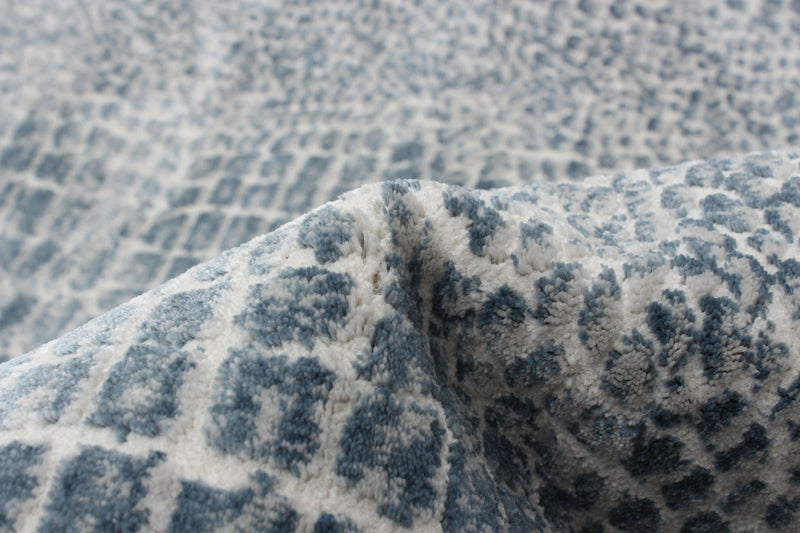 Carpette Kecia bleue/crème 5 pi 3 po x 7 pi 3 po