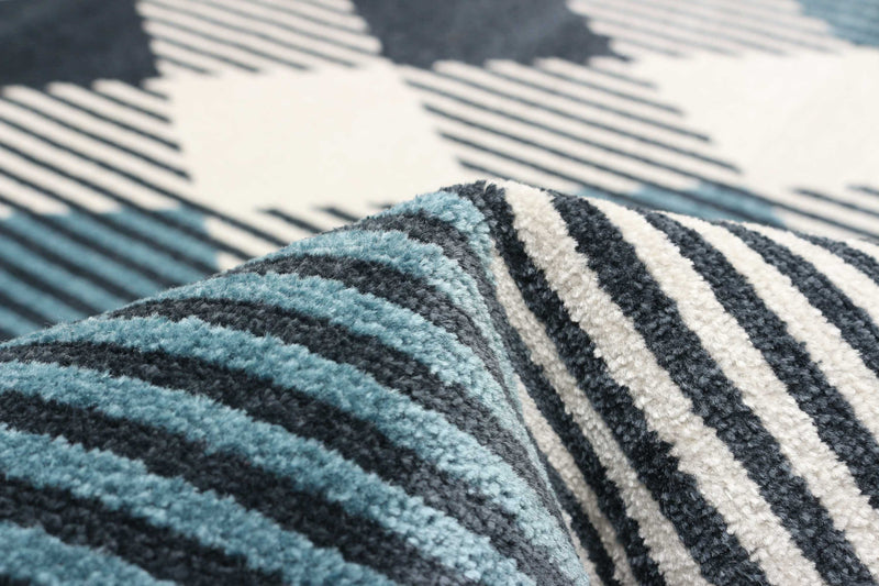 Carpette Kors bleue lavable à la machine - 6 pi 0 po x 9 pi 0 po