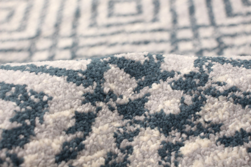 Carpette Electra couleur pétrole-argent - 3 pi 11 pox 5 pi 7 po
