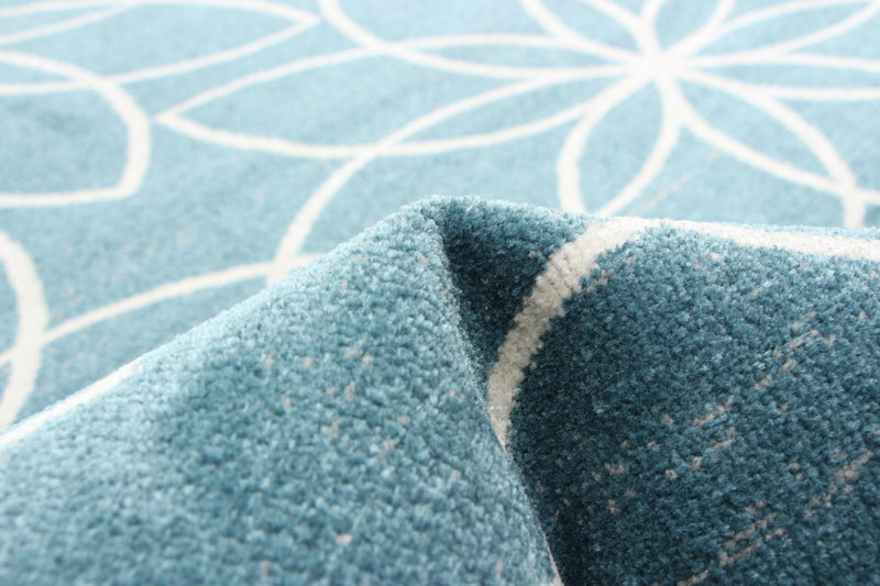 Carpette Terali turquoise lavable à la machine - 8 pi 0 po x 10 pi 0 po