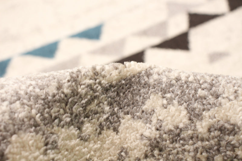 Carpette Raja ivoire-bleu - 7 pi 10 pox 10 pi 2 po