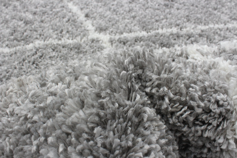 Carpette à poil long Helma Losange gris clair 6 pi 7 po x 9 pi 6 po