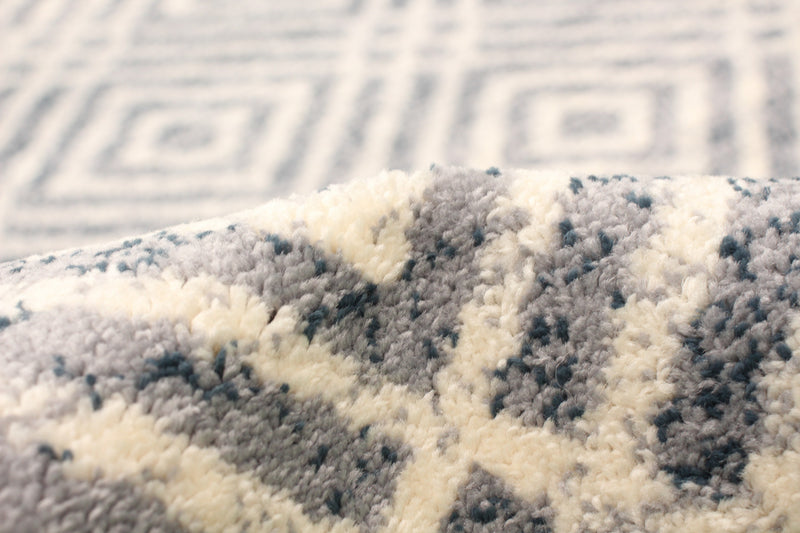 Carpette Electra argent-couleur pétrole - 5 pi 3 pox 7 pi 3 po