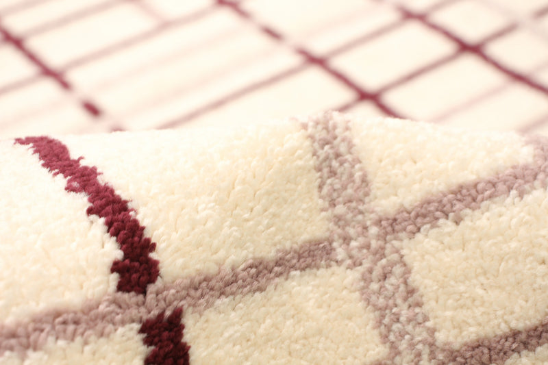 Carpette Taite crème-Bordeaux - 3 pi 11 pox 5 pi 7 po