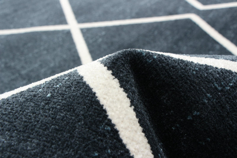 Carpette Kenza bleue lavable à la machine - 5 pi 0 po x 7 pi 0 po