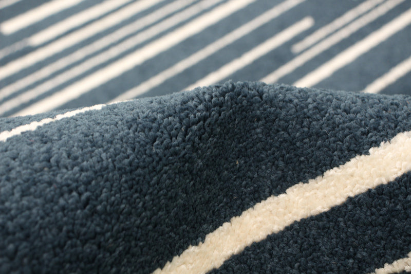 Carpette Faith couleur pétrole-crème - 7 pi 10 pox 10 pi 2 po