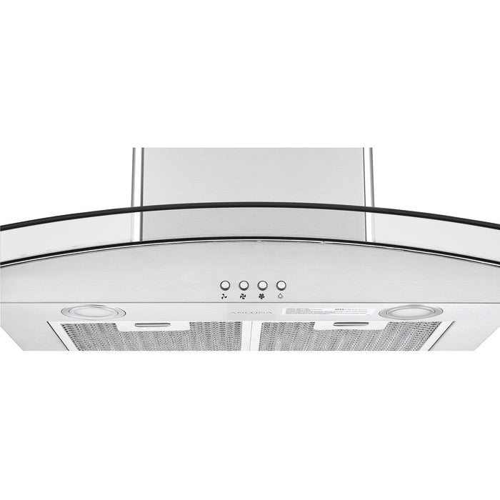 Hotte de cuisinière pour îlot Ancona IGCC630 de 30 po en verre et en acier inoxydable - AN-1404