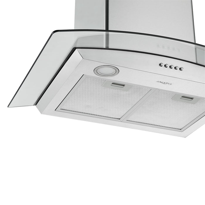 Hotte de cuisinière murale convertible Ancona de 30 po de style auvent en verre - AN-11001SS