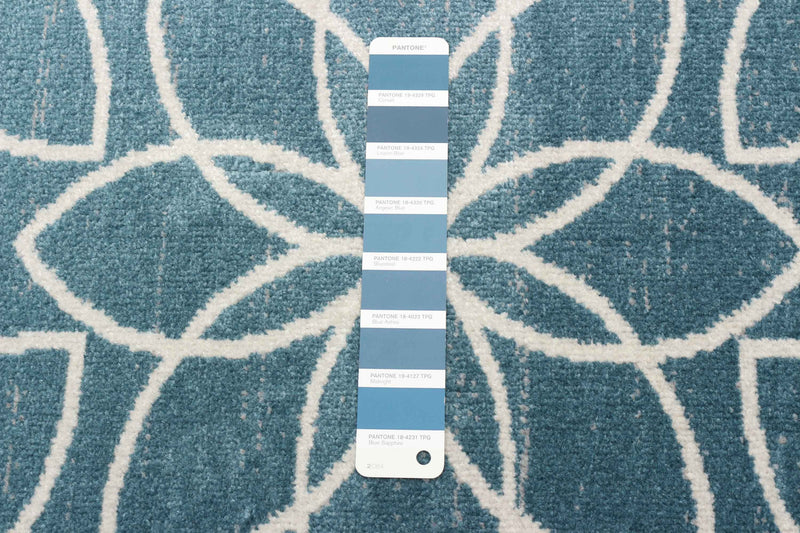 Carpette Terali turquoise lavable à la machine - 2 pi 6 po x 8 pi 0 po