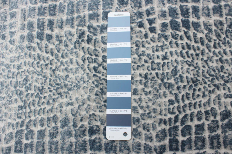 Carpette Kecia bleue/crème 5 pi 3 po x 7 pi 3 po