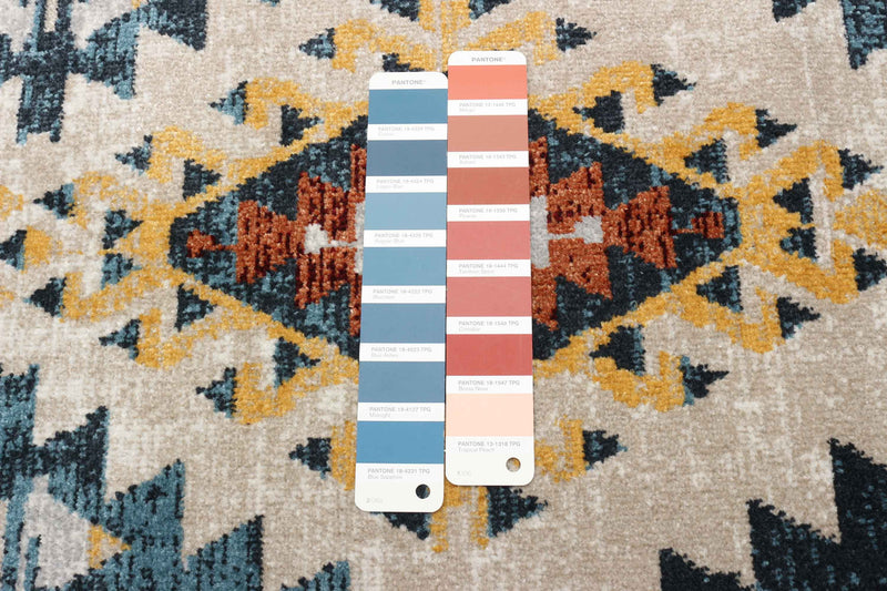 Carpette Mosaic taupe et cuivre lavable à la machine - 2 pi 6 po x 8 pi 0 po