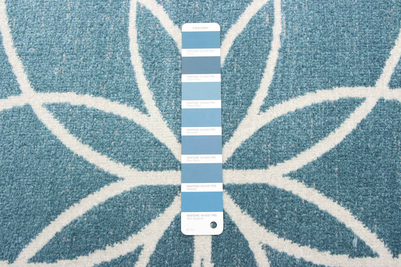 Carpette Terali turquoise lavable à la machine - 8 pi 0 po x 10 pi 0 po