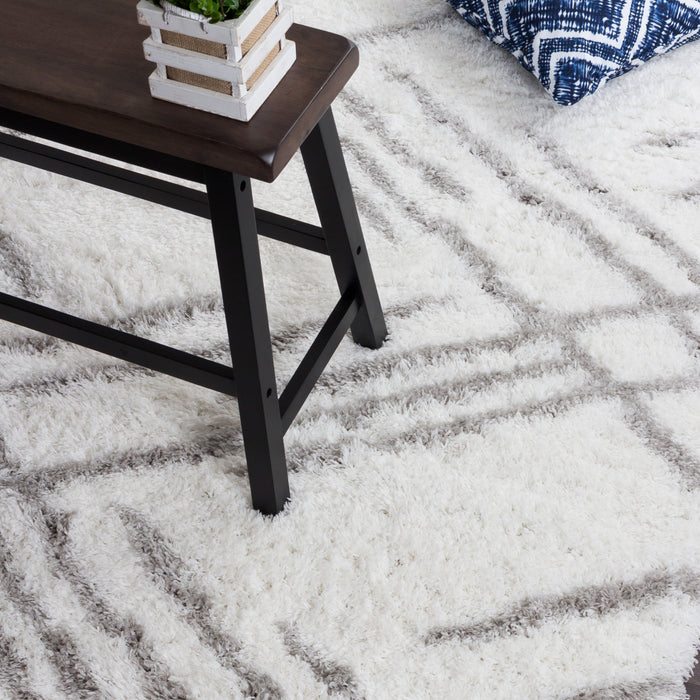 Carpette Ker blanche à rayures 3 x 5