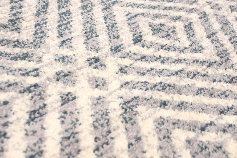 Carpette Electra argent-couleur pétrole - 5 pi 3 pox 7 pi 3 po