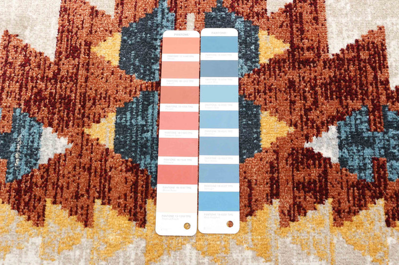 Carpette Mosaic taupe et cuivre lavable à la machine - 8 pi 0 po x 10 pi 0 po
