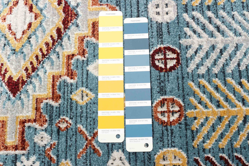 Carpette Gypsy bleue lavable à la machine - 6 pi 0 po x 9 pi 0 po