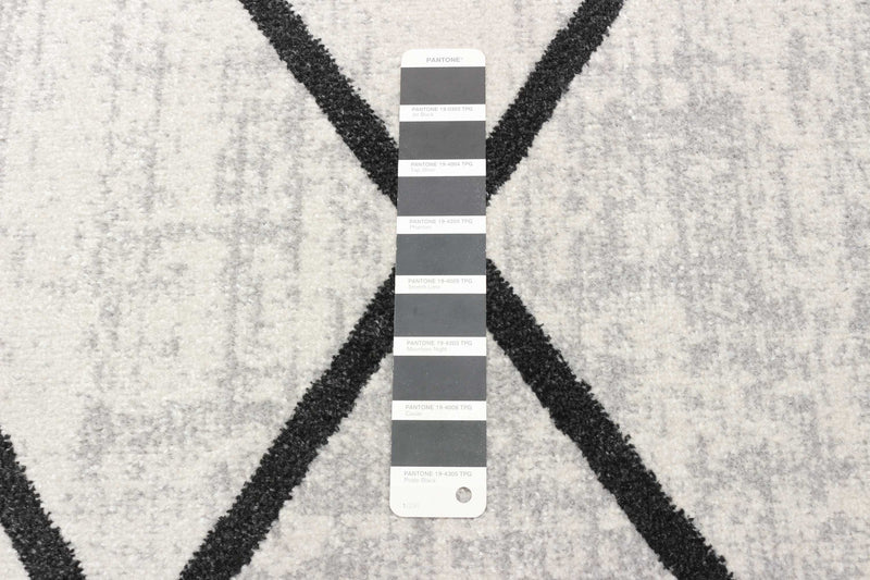 Carpette Damali ivoire et noire lavable à la machine - 5 pi 0 po x 7 pi 0 po