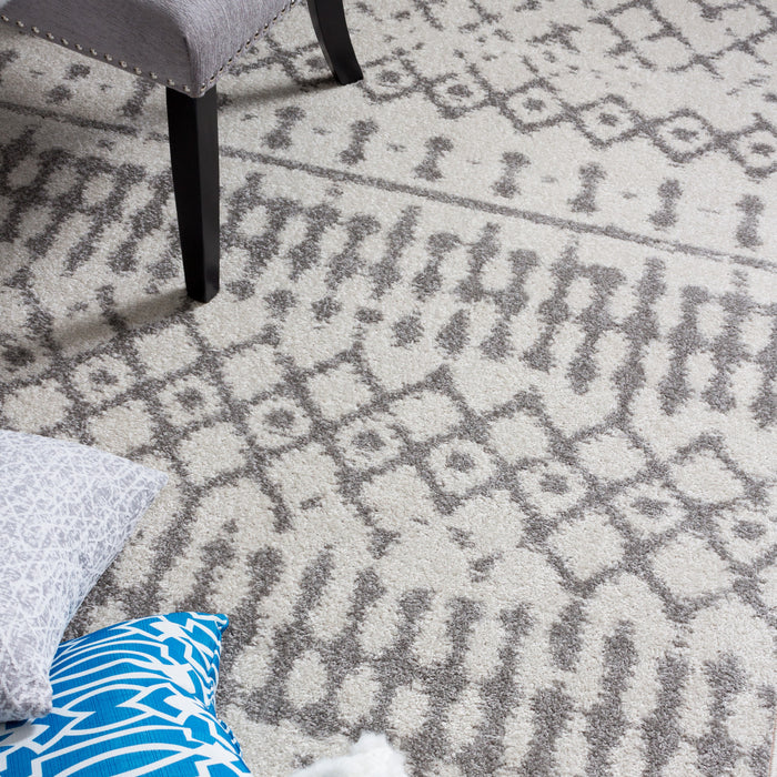 Carpette Lav grise à motifs marocains 3 x 5