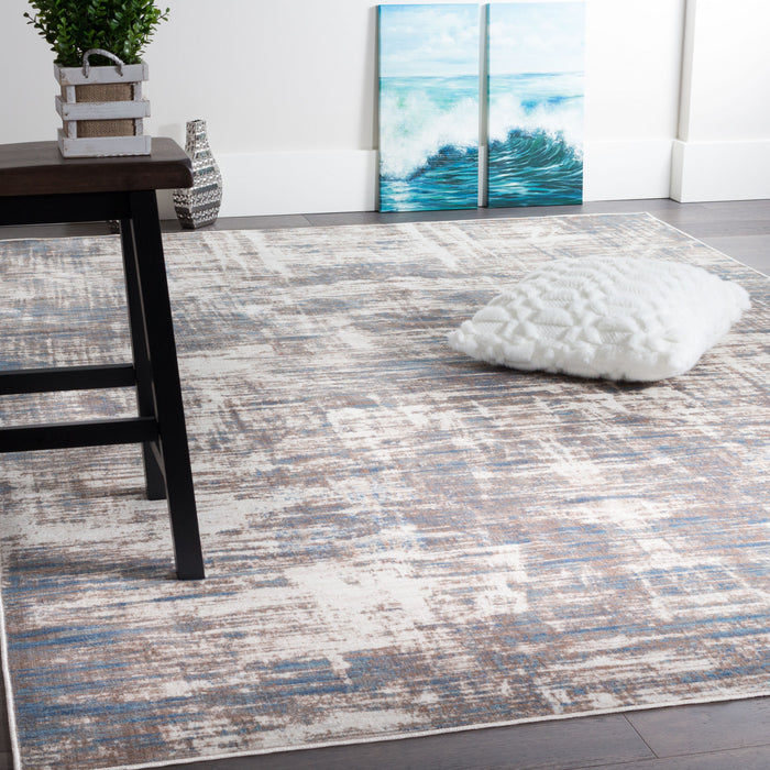 Carpette Shi bleue à motifs abstraits 4 x 6