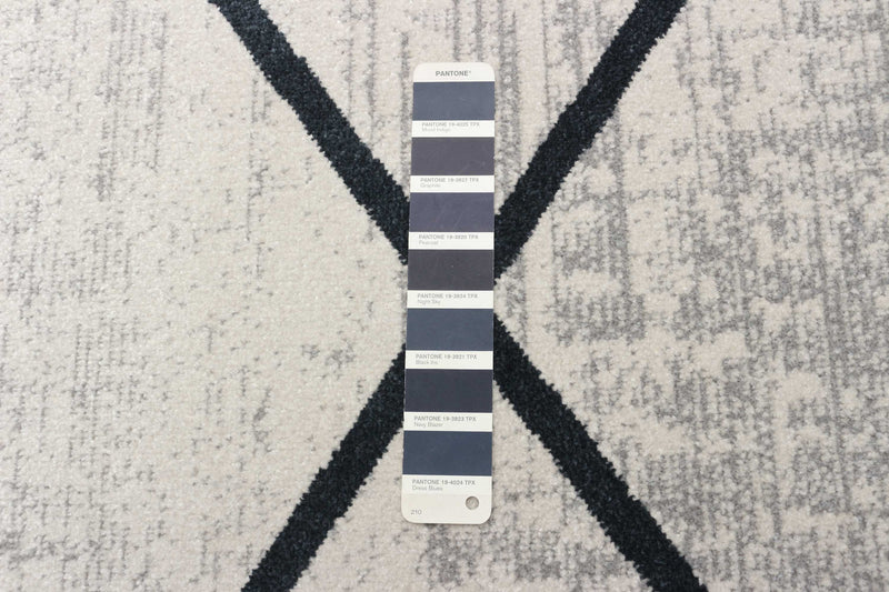 Carpette Damali ivoire et bleue lavable à la machine - 3 pi 0 po x 5 pi 0 po