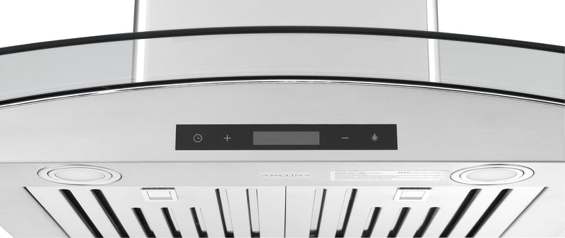Hotte de cuisinière pour îlot Ancona IGCB636 de 36 po en verre et en acier inoxydable - AN-1406