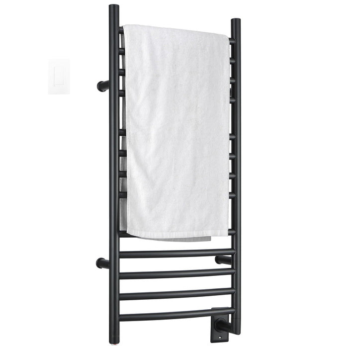 Porte-serviettes chauffant Svelte d'Acona à 13 barres avec minuterie par Wi-Fi - noir mat