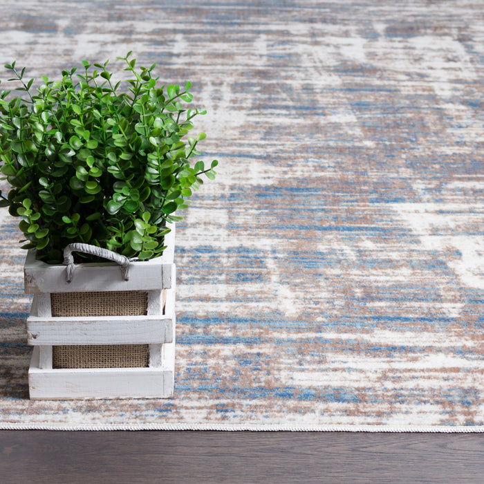 Carpette Shi bleue à motifs abstraits 3 x 5