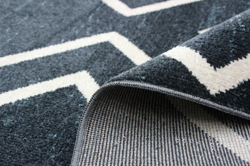 Carpette Kenza bleue lavable à la machine - 5 pi 0 po x 7 pi 0 po