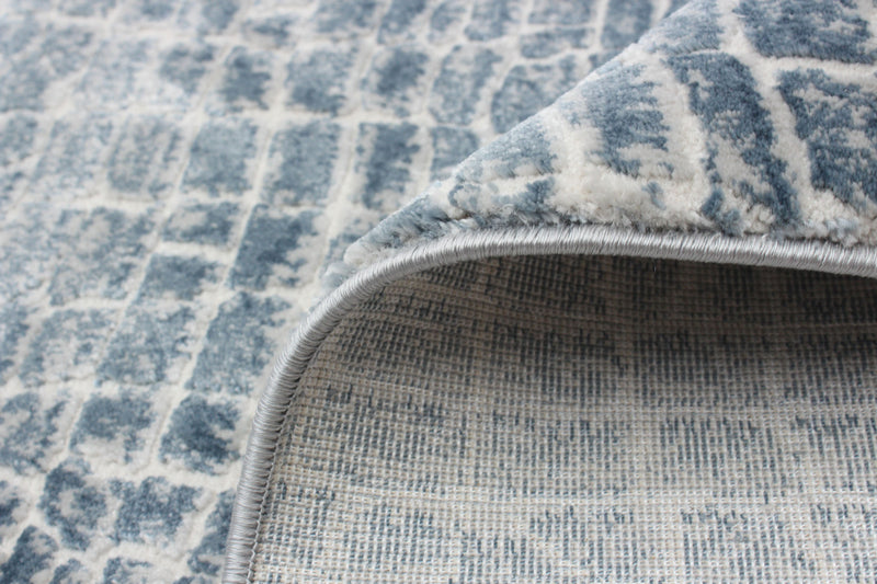 Carpette Kecia bleue/crème 6 pi 7 po x 9 pi 6 po
