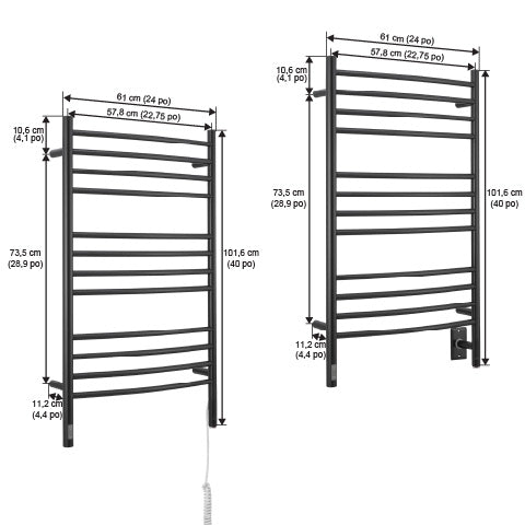 Porte-serviette chauffant double mural Lustra d’Ancona à 12 barres avec minuterie intégrée - AN-5451