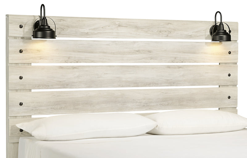 Lit plateforme de rangement latéral Abby avec éclairage à DEL et ports USB, blanc - format très grand lit