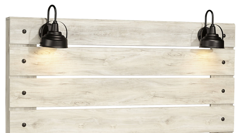 Lit plateforme de rangement latéral Abby avec éclairage à DEL et ports USB, blanc - format grand lit