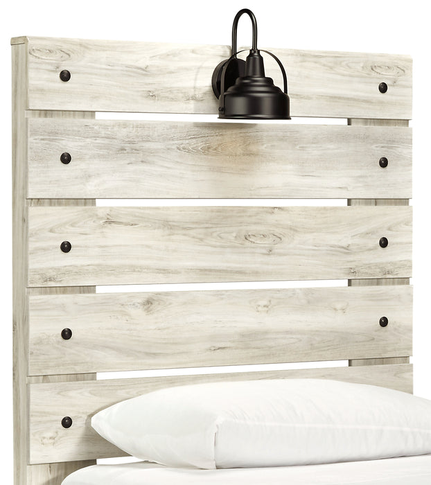 Lit Abby pour enfants avec rangement latéral, éclairage à DEL et ports USB, blanc - format lit simple