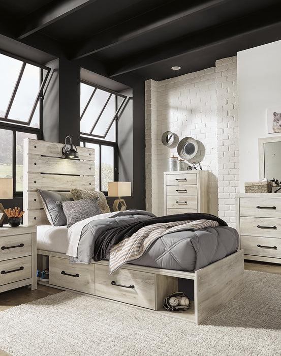 Lit Abby pour enfants avec rangement latéral, éclairage à DEL et ports USB, blanc - format lit simple