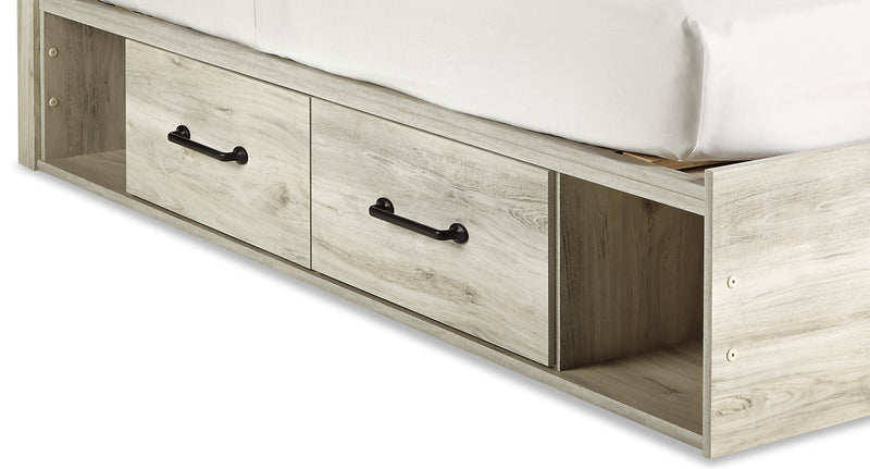 Ensemble de chambre à coucher Abby 5 pièces pour enfants avec lit de rangement latéral, commode, miroir, éclairage à DEL et port USB, blanc - format lit simple