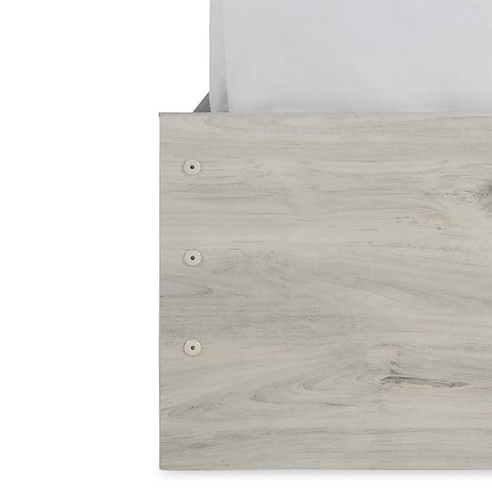 Ensemble de chambre à coucher Abby 5 pièces avec lit à panneau, commode, miroir, éclairage à DEL et port USB, blanc - format très grand lit