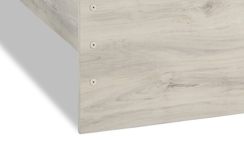 Ensemble de chambre à coucher Abby 5 pièces avec lit à panneau, commode, miroir, éclairage à DEL et port USB, blanc - format très grand lit