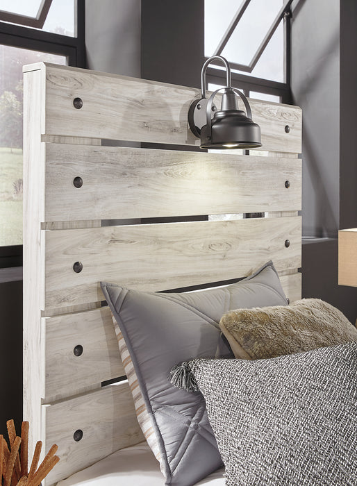 Ensemble de chambre à coucher Abby 5 pièces pour enfants avec lit à panneau, commode, miroir, éclairage à DEL et port USB, blanc - format lit simple