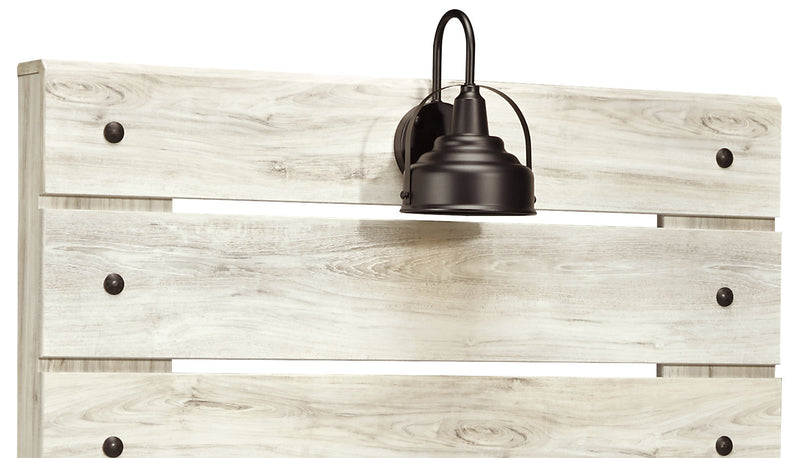 Ensemble de chambre à coucher Abby 6 pièces pour enfants avec lit à panneau, commode, miroir, table de nuit, éclairage à DEL et port USB, blanc - format lit simple