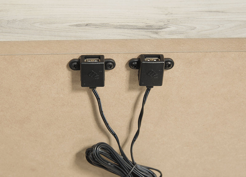 Table de nuit Abby de 21,8 po (L) x 24,5 po (H) à 2 tiroirs avec port USB - blanche