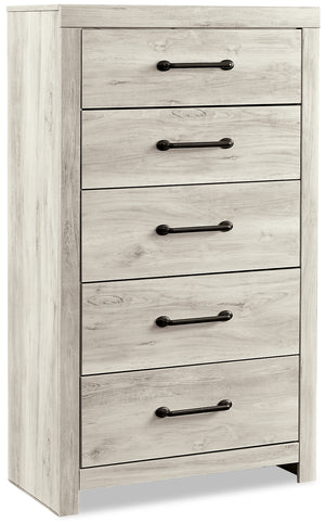 Commode verticale Abby de 31,7 po (L) x 53,9 po (H) à 5 tiroirs pour la chambre à coucher - blanche