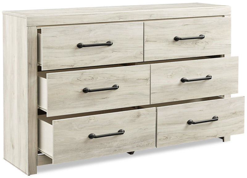 Commode Abby de 58,7 po (L) x 36,42 po (H) à 6 tiroirs pour la chambre à coucher - blanche