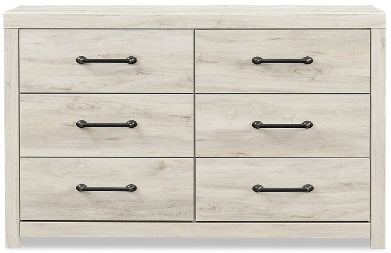 Commode Abby de 58,7 po (L) x 36,42 po (H) à 6 tiroirs pour la chambre à coucher - blanche