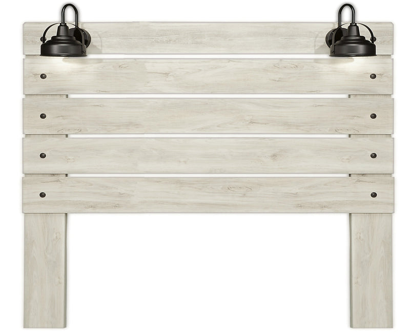 Tête de lit à panneau Abby avec éclairage à DEL et ports USB, blanche - format très grand lit