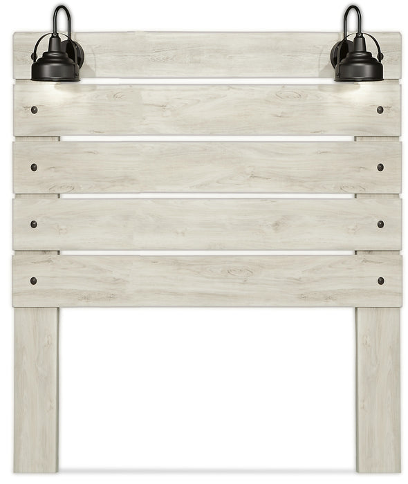 Tête de lit à panneau Abby avec éclairage à DEL et ports USB, blanche - format grand lit