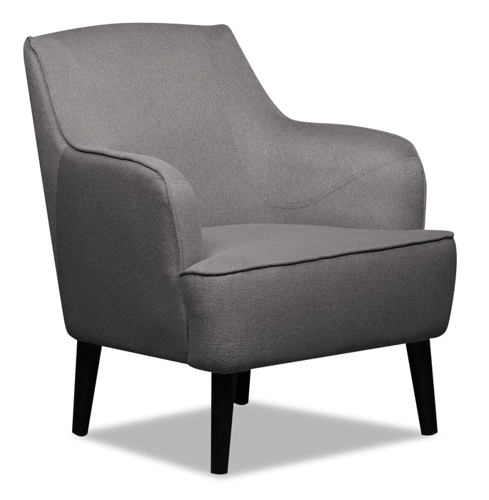 Fauteuil d’appoint Aimy de 28 po en tissu d’apparence lin avec pattes cylindriques en bois - gris foncé