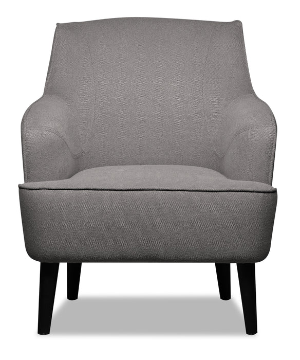Fauteuil d’appoint Aimy de 28 po en tissu d’apparence lin avec pattes cylindriques en bois - gris foncé